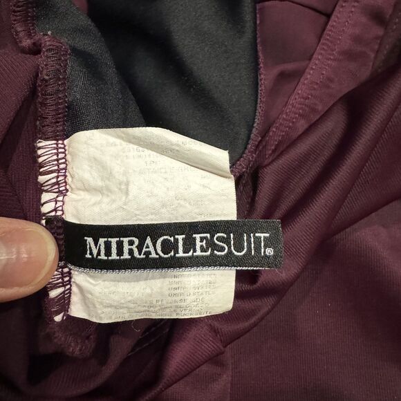 Miraclesuit Jena One Shoulder One Piece Swimsuit Tummy Control Burgundy Women 12 - Picture 5 of 8